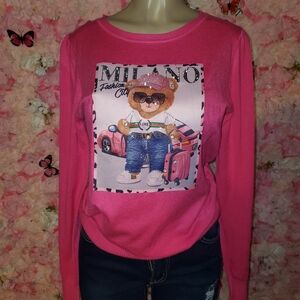 Milano Vibrant Pink Sweater with Fashion Bear Design